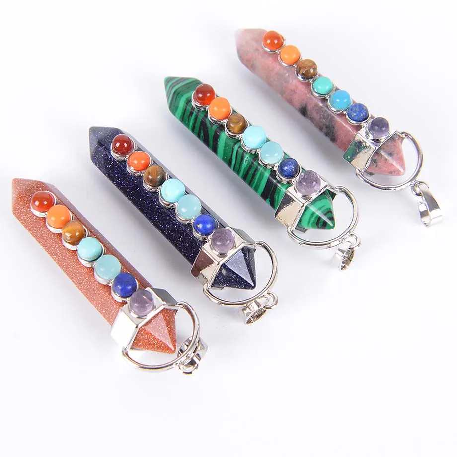 Чакра натуральный драгоценный камень подвески Шестигранный Маятник исцеляющая