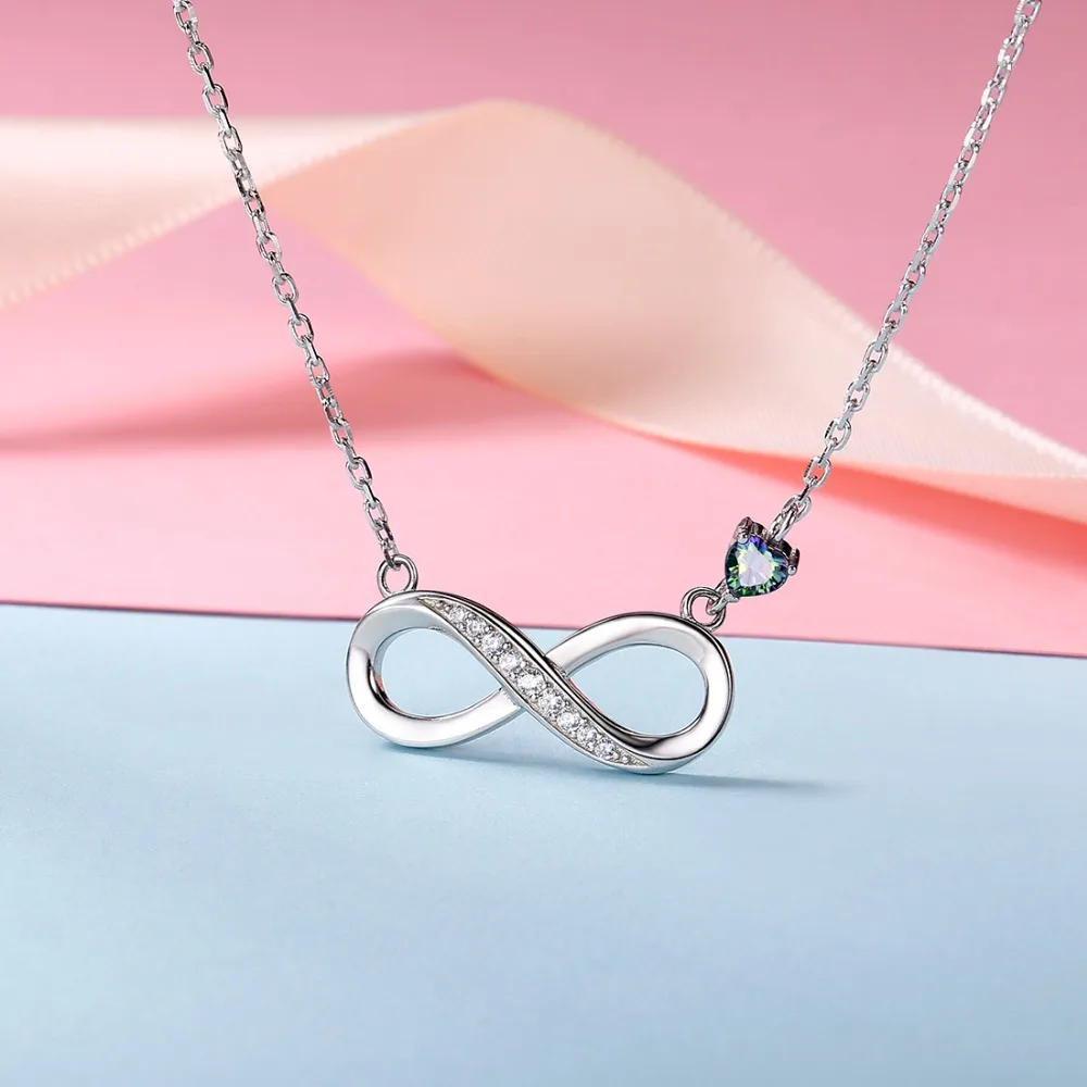 Ожерелье чокер из серебра 925 пробы с надписью Infinity Love Heart|Ожерелья подвеской| |