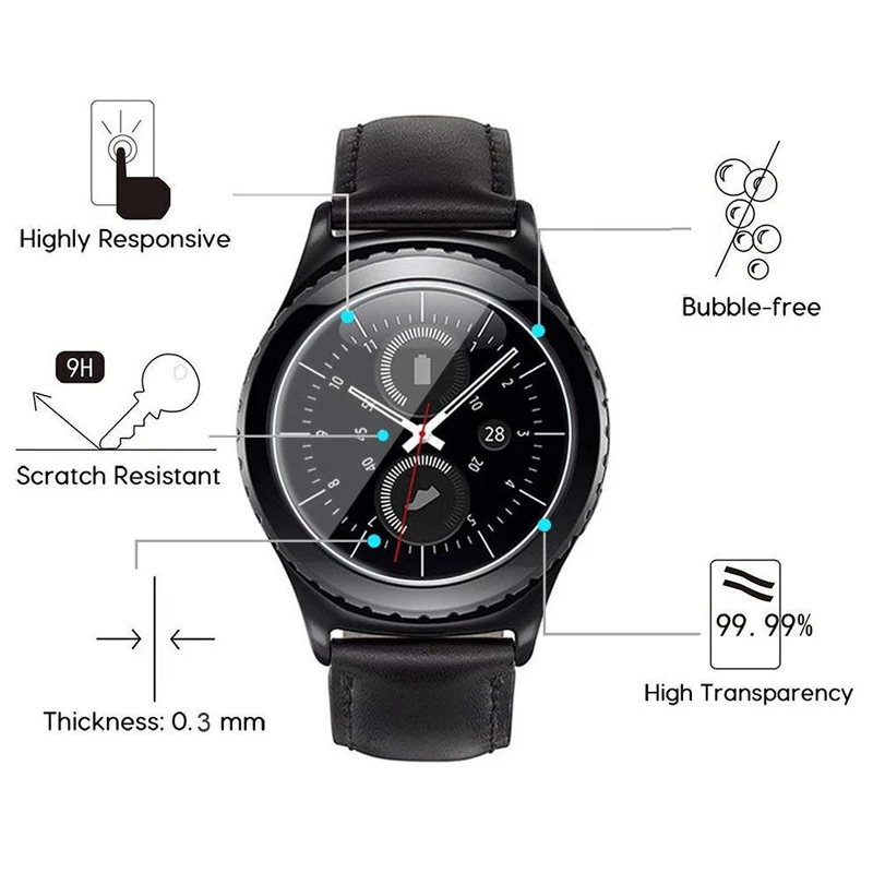 Полноэкранное закаленное стекло для samsung Galaxy Watch 46 мм 42 S3/S2 Frontier/Classic S2 gear 9H