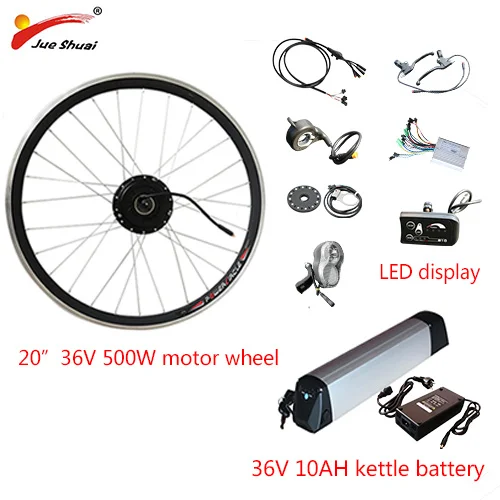 2" 24" 2" 700C 27,5" 2" комплект для переоборудования электрического велосипеда 36V 250 W-500 W мотор-колесо комплект для электрического велосипеда с литиевой Батарея - Цвет: 20inch 36V 500W LED