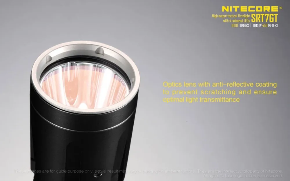 Набор фонарей NITECORE SRT7GT CREE XP-L HI V3 RGB УФ-Фонарик Макс 1000ЛМ дальность луча 450 м фонарь+ аккумулятор 18650+ зарядное устройство