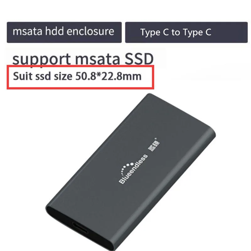 M3 C-C for mSATA MSATA алюминиевый 1,8 'USB 3,0 компьютер HDD и PCIE NVMe M.2 M ключ SSD коробка внешний жесткий диск с портом type C Корпус чехол - Цвет: M3 C-C for mSATA