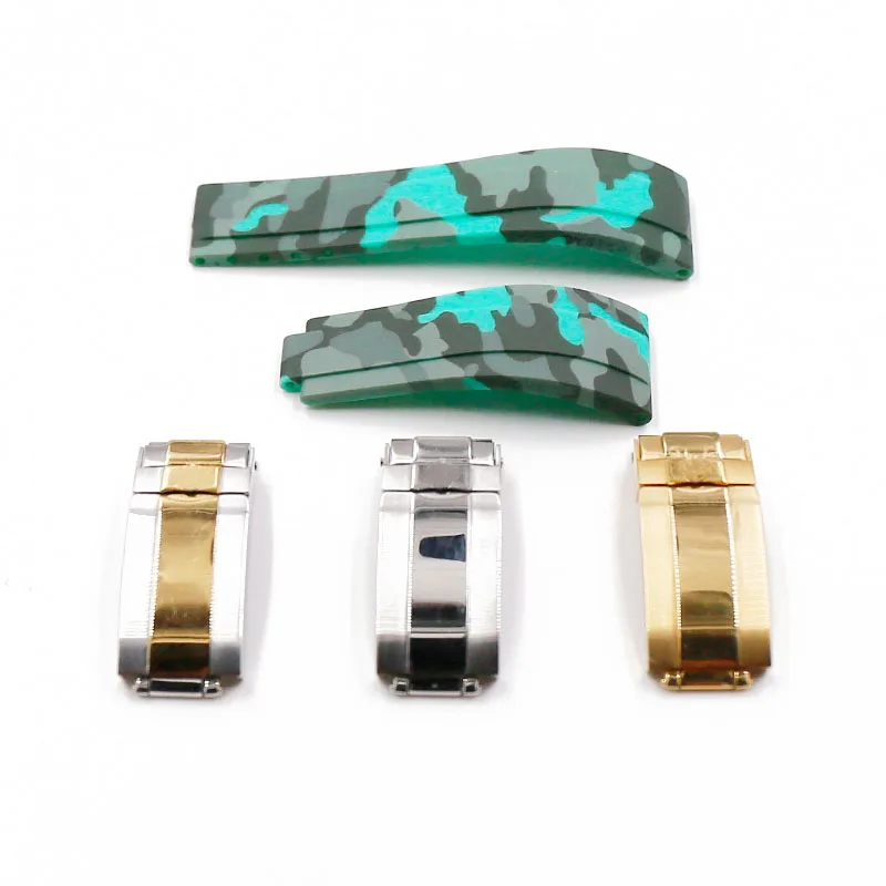 Men's rubber strap watch accessories buckle for Rolex Ditong take water ghost silicone strap 20mm waterproof bracelet watch band