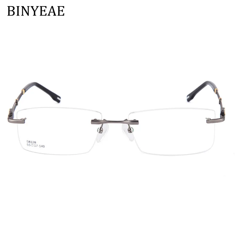 BINYEAE Men's Frameless Glasses Quality Frame Myopia Fashion prescription | Аксессуары для одежды