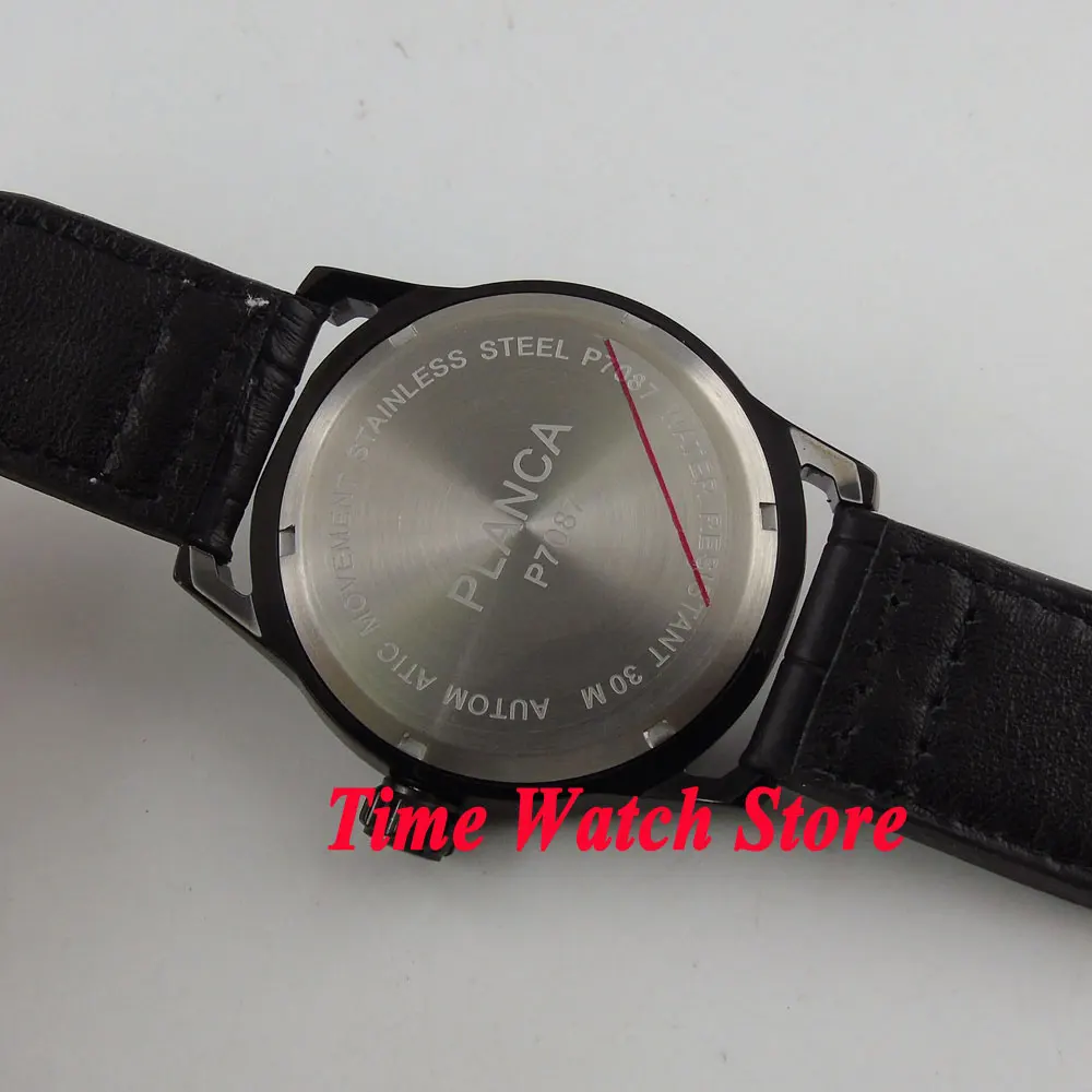 44 мм placa PVD чехол с черным циферблатом синие отметки Дата Окно светящиеся 24 часа