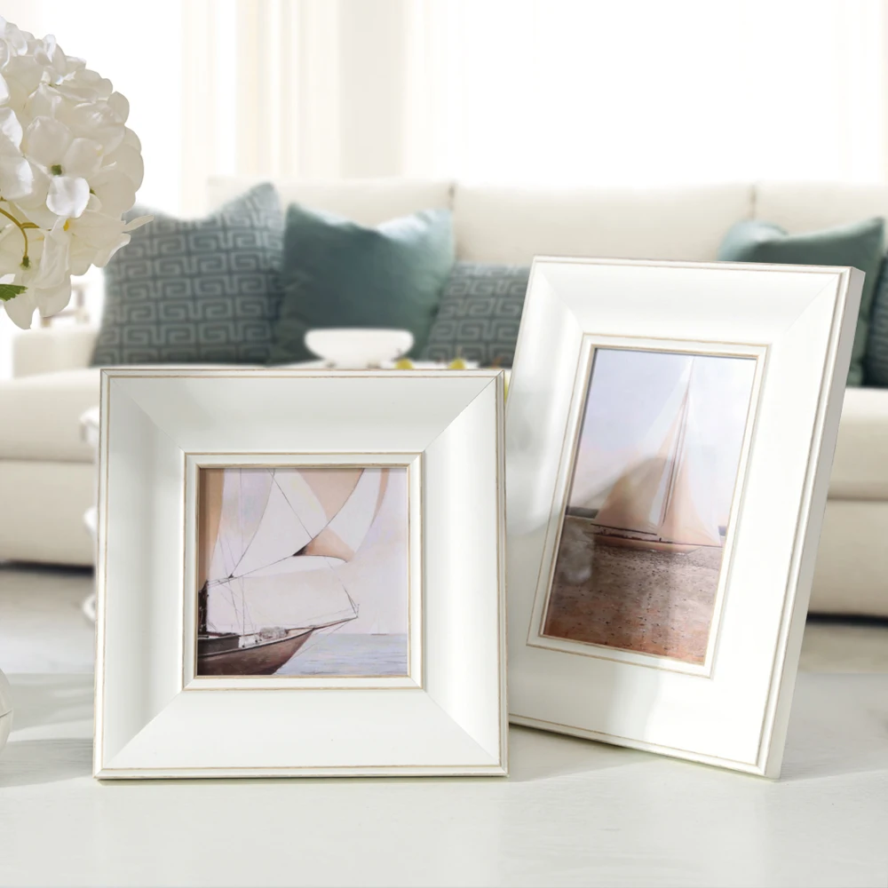 Белая ретро фоторамка для семейной картины простая твердая рамка настольного
