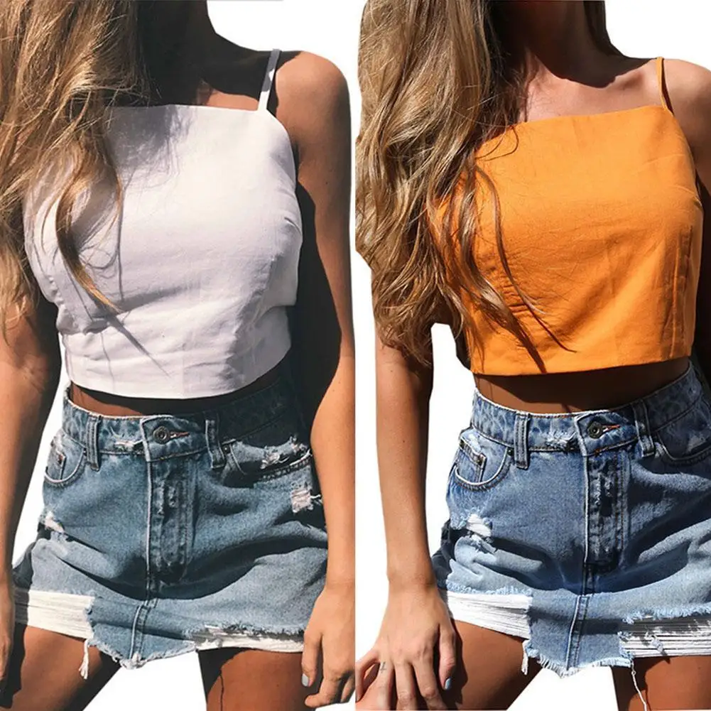 Женская майка без рукавов Повседневная летняя с лямкой на шее | одежда