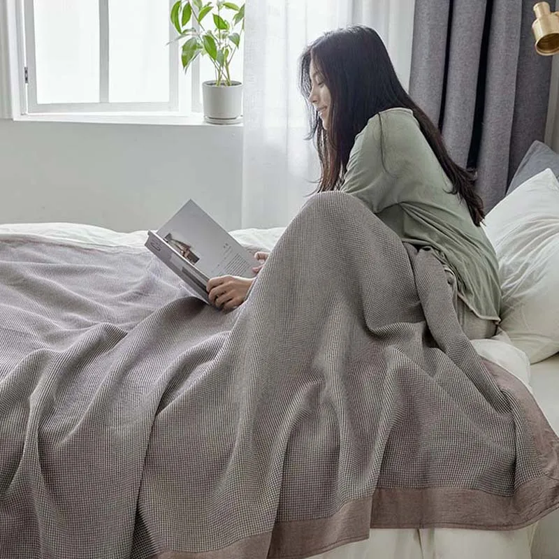 Soft Premium Cotton Thermal Throw Blanket Cozy Bedding Coverlet- Perfect for Layering any Bed Sofa Car Lightweight Breathable