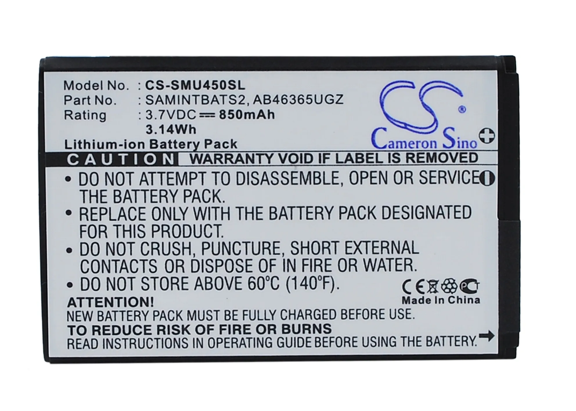 Аккумулятор Cameron Sino 850mAh AB463651GZ для Samsung/Verizon SCH U450 U460 U960|cameron sino|battery for samsungbattery |