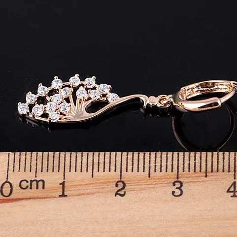 

Mosaic champagne gold plating of high quality zircon Allergy Peacock Zircon Earrings
