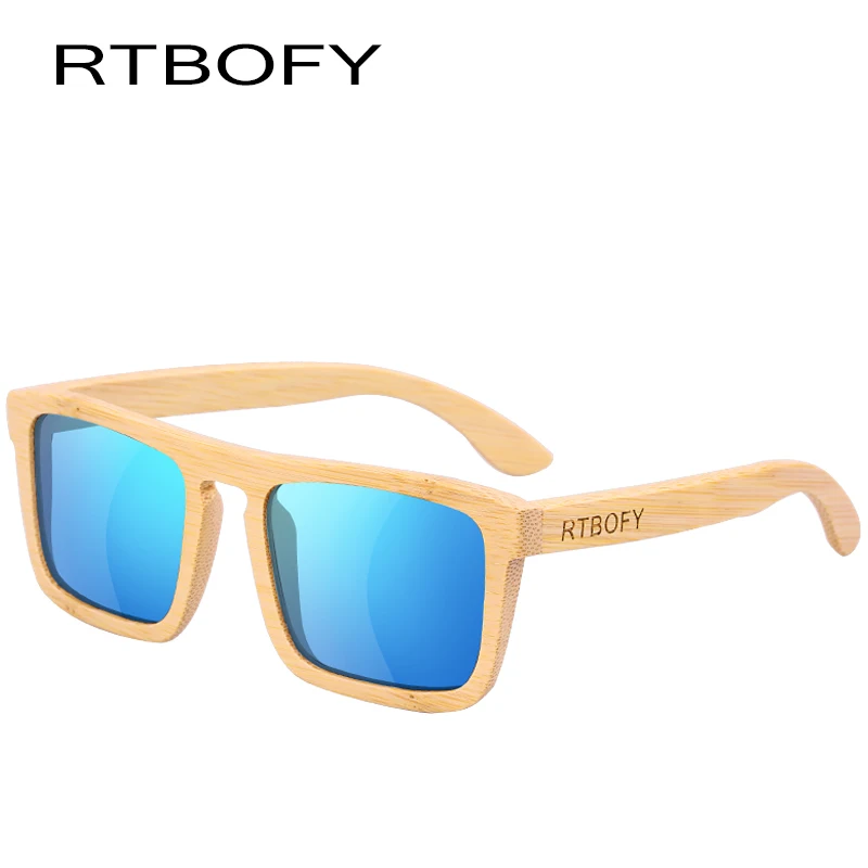 RTBOFY деревянные солнцезащитные очки для женщин Бамбуковая оправа с
