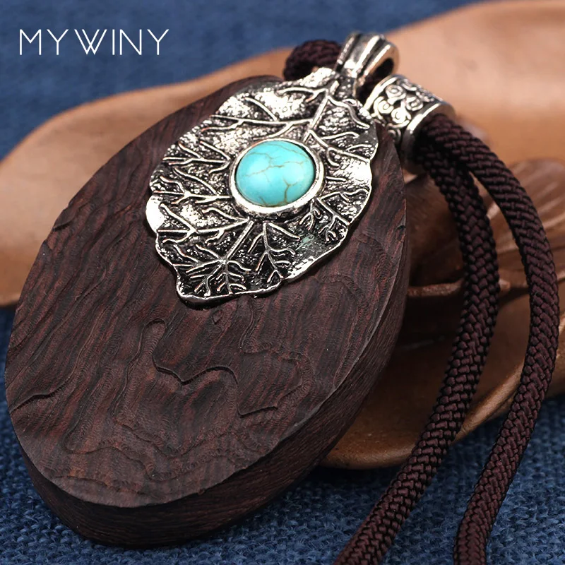 Ожерелье с деревянными овальными подвесками для женщин модное винтажное