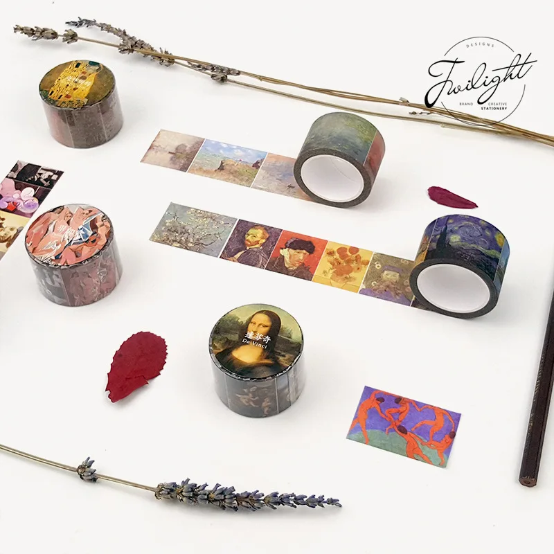 Картина маслом Ван Гог/Моне/Пикассо/да Винчи в стиле ретро|Канцелярские наклейки|