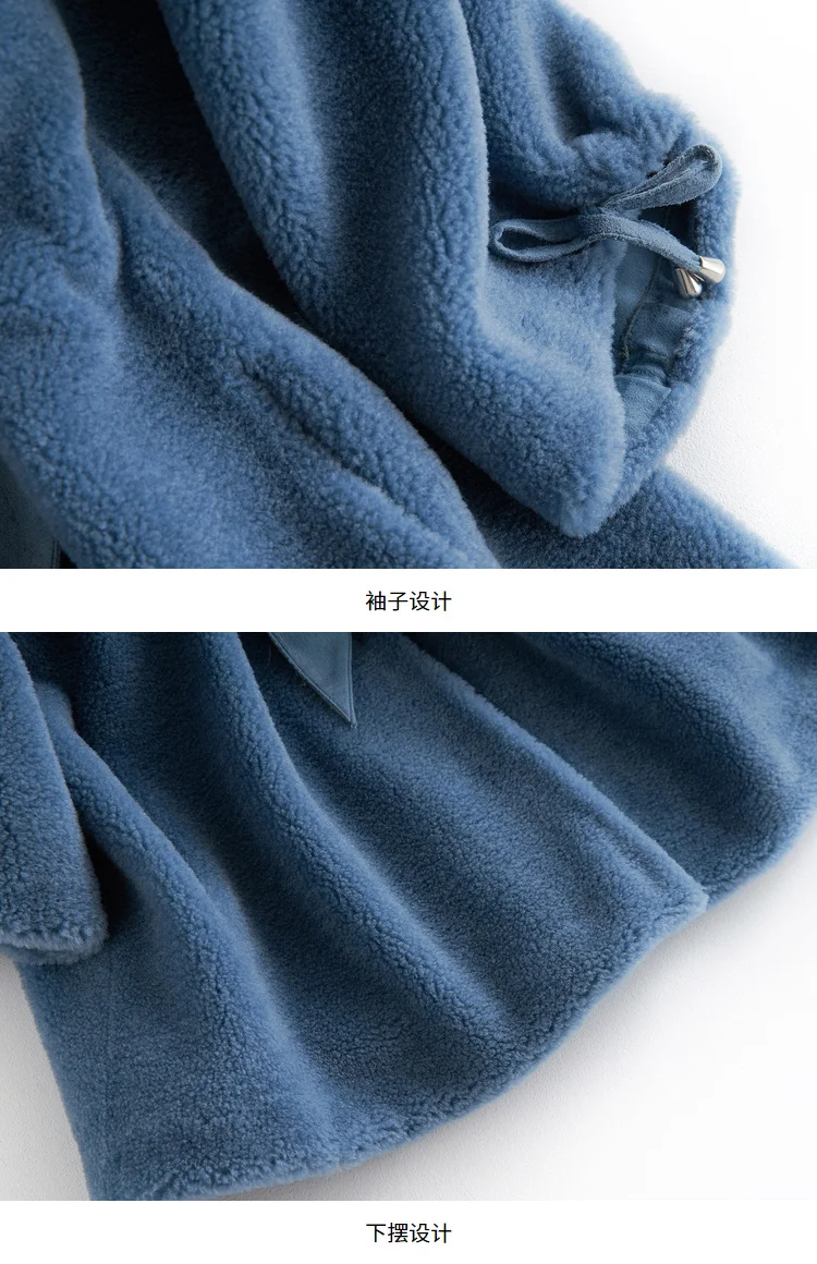 AYUNSUE Real Fur Coat Winter Woman Coats Korean Fashion Casual Midi Long Wool Hooded Jacket Elegant Ldies Outwear B18F23350