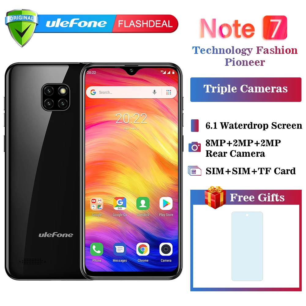 Новое поступление Ulefone Note 7 смартфон 3500 мАч 19:9 четырехъядерный 6 1 экран капли воды