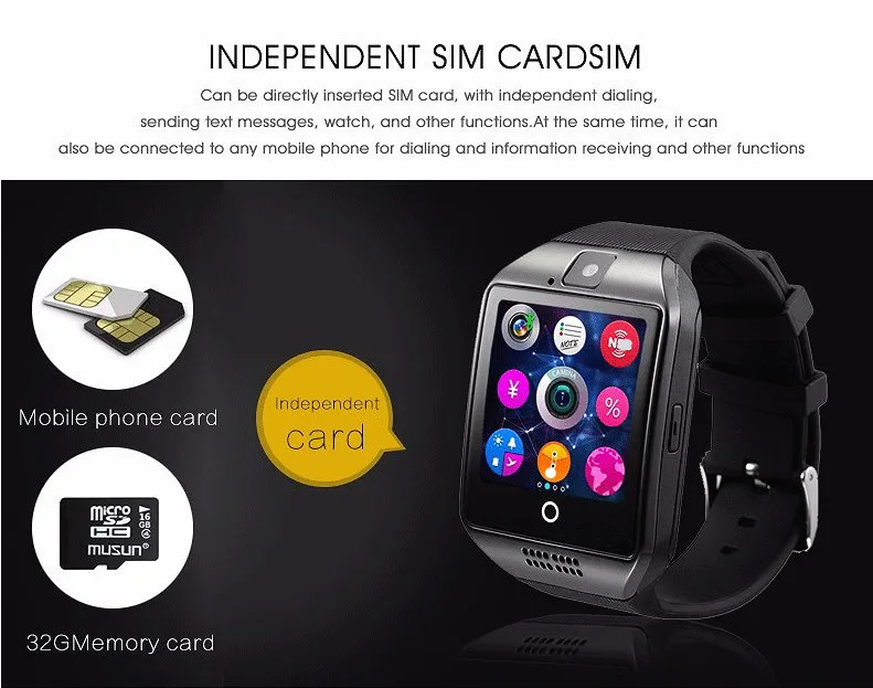 Q18 Smart Watch для Android поддержки GPRS Bluetooth мужские и женские Спорт Reloj inteligente Samsung телефон