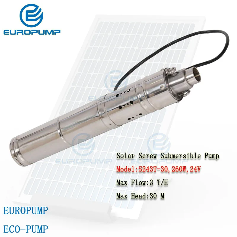 Модель EUROPUMP (S243T-30) dc бесщеточный Солнечный погружной водяной насос для глубокого