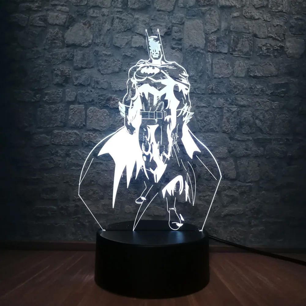 3D Светодиодная лампа Marvel мультяшная фигурка Бэтмена ночной Светильник для