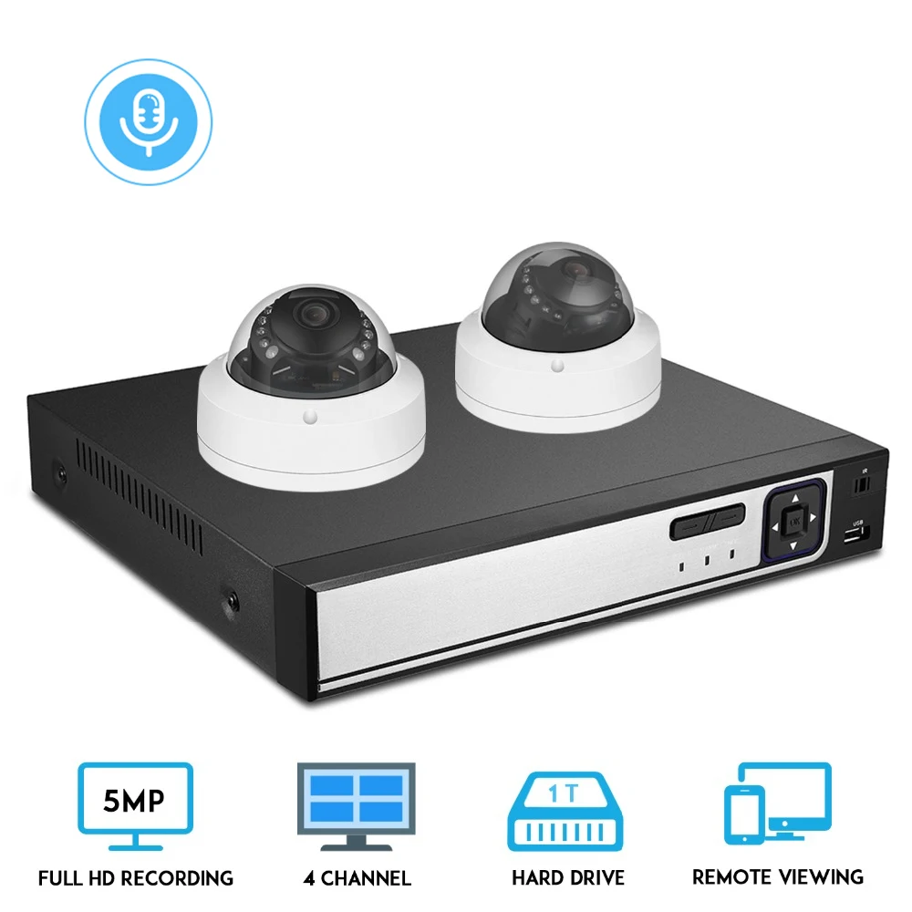 Besder 4CH аудио Палочки HD 1080 p/5.0MP на открытом воздухе/Крытый безопасности Камера Системы с 2x5 Мп 2560*1920 HD CCTV Камера HDMI P2P XMEye