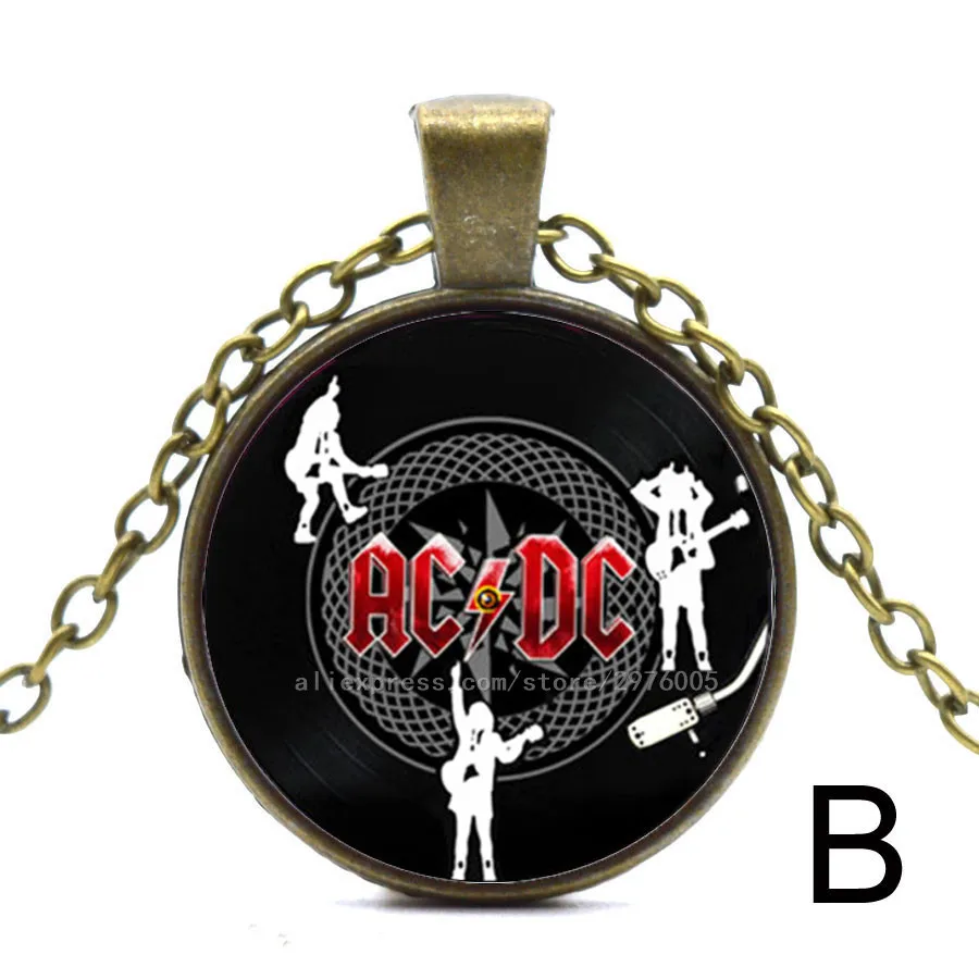 Ручной работы круглый медальон Подвеска Ожерелье Ангус Янг картина AC DC серьги