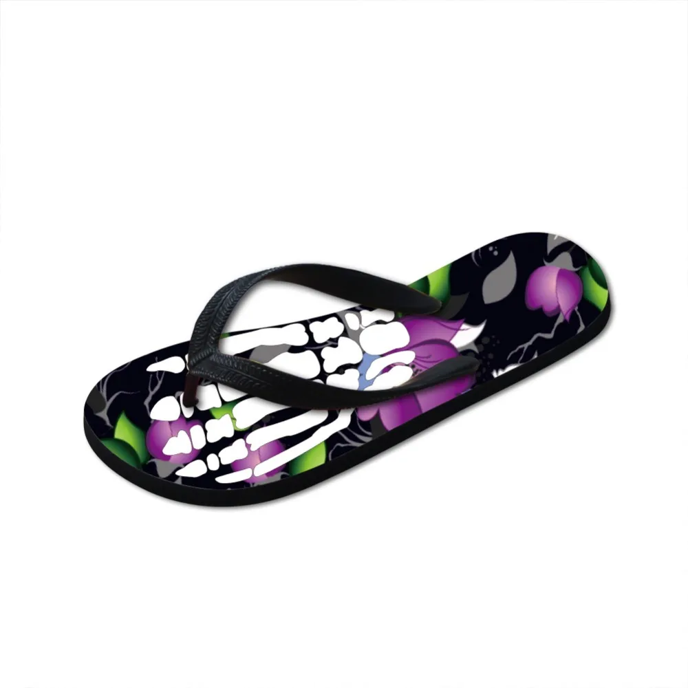 WHEREISART/летние женские шлепанцы для ванной Вьетнамки с цветочным принтом и черепом