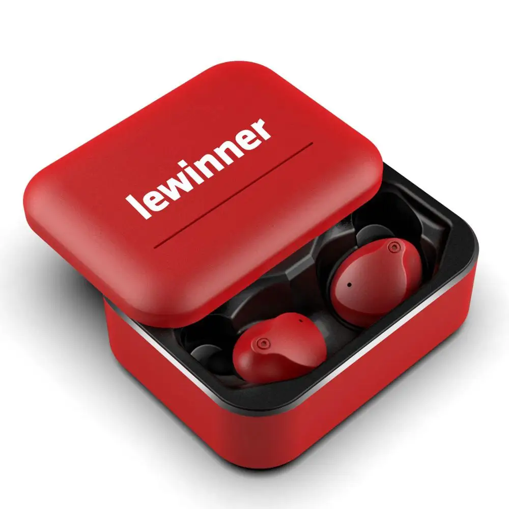 Lewinner V10 беспроводные TWS Bluetooth 5,0 наушники 3D стерео HiFi спортивные наушники Музыкальная гарнитура с зарядным устройством - Цвет: Красный