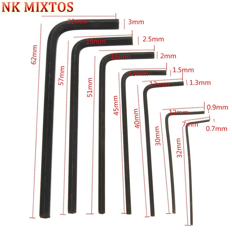 NK MIXTOS 7 шт./лот 0 мм-3 мм мини микро шестигранник Аллен набор ключей гаечный ключ