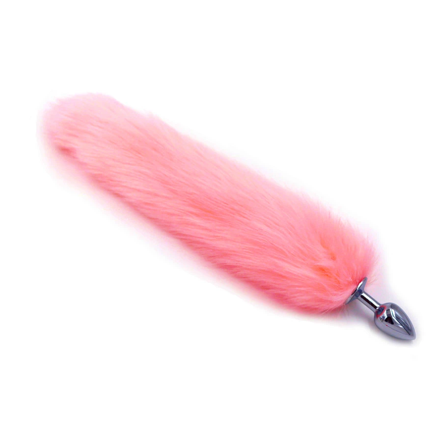 Pink Artificial Fox Tail Plush Fur With Metal Anal plug 40cm Long Butt Sex Toys cosplay Role Play Drop Shipping | Красота и здоровье