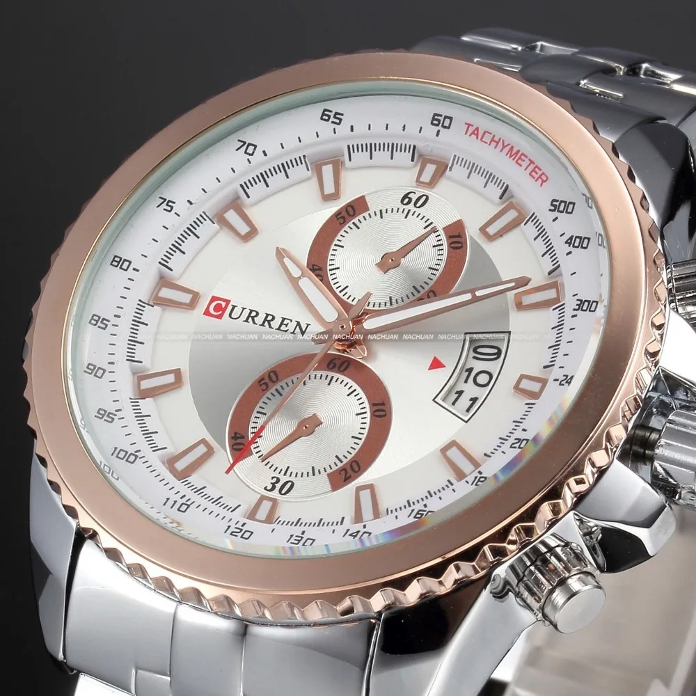 2016 CURREN 8149 роскошные Брендовые спортивные часы мужские кварцевые Авто Дата платье