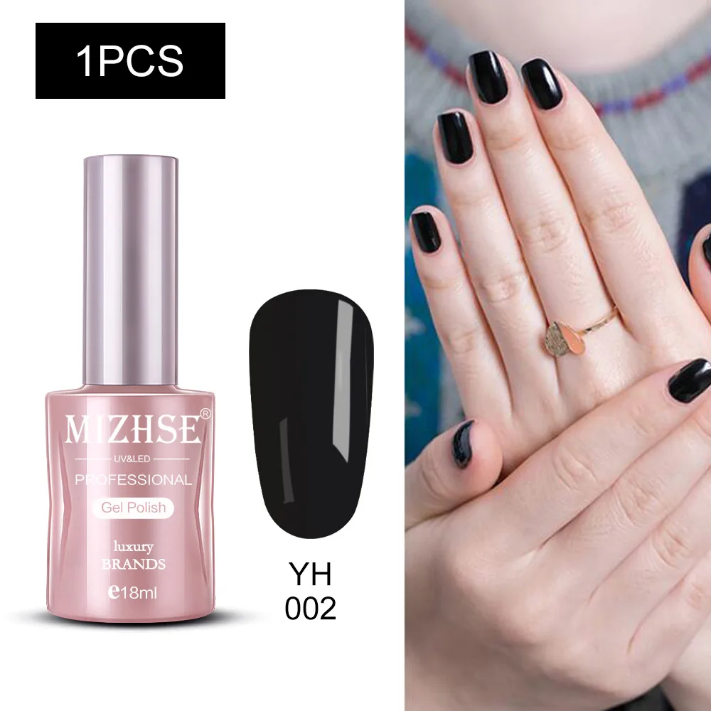 YH002 MIZHSE Nail Polishes 18ml Vernis Semi Permanant UV Gel Polish Hybrid Nail Art Lacquer For Stamping Soak off Varnish Gel - Color: YH002