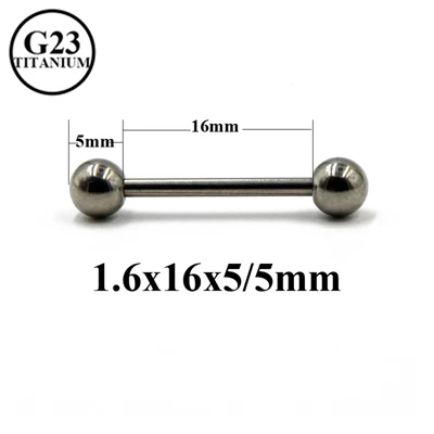 1.6x16x5x5mm BOG-1PC G23-Titanium, Промышленные Штанги, прямой пирсинг-штанга для языка, штанга для пирсинга, пирсинг, ювелирные изделия 14 г 16 г - Окраска металла: 1.6x16x5x5mm