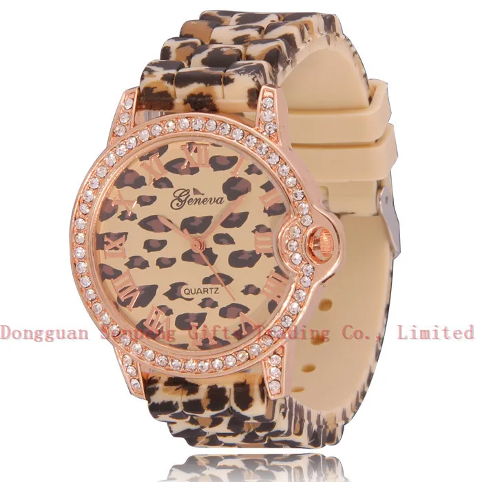 GE0642 2014 Fashion ladies leopard silicone watch famous geneva  wristwatches brand china movt good price | Наручные часы | АлиЭкспресс