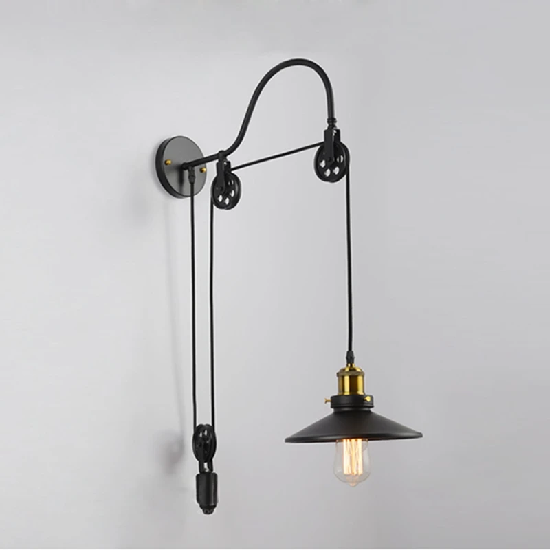 Черная Железная настенная лампа E27 в стиле лофт декоративный потолочный