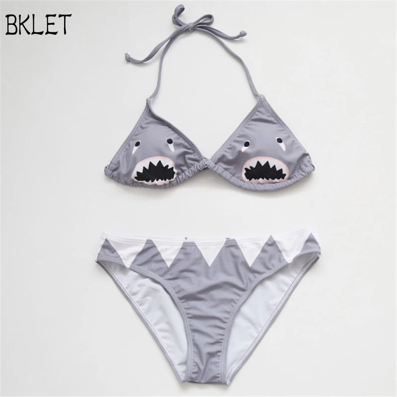 

2018 Sexy Women Bikini Set Female Shark Print Swimwear Brazilian Two-piece Suit Professional Women's Swimsuits Bikini