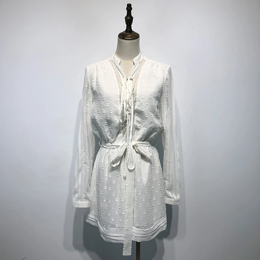 TEELYNN boho женские белые комбинезоны в горошек шифоновые кружевные с длинными