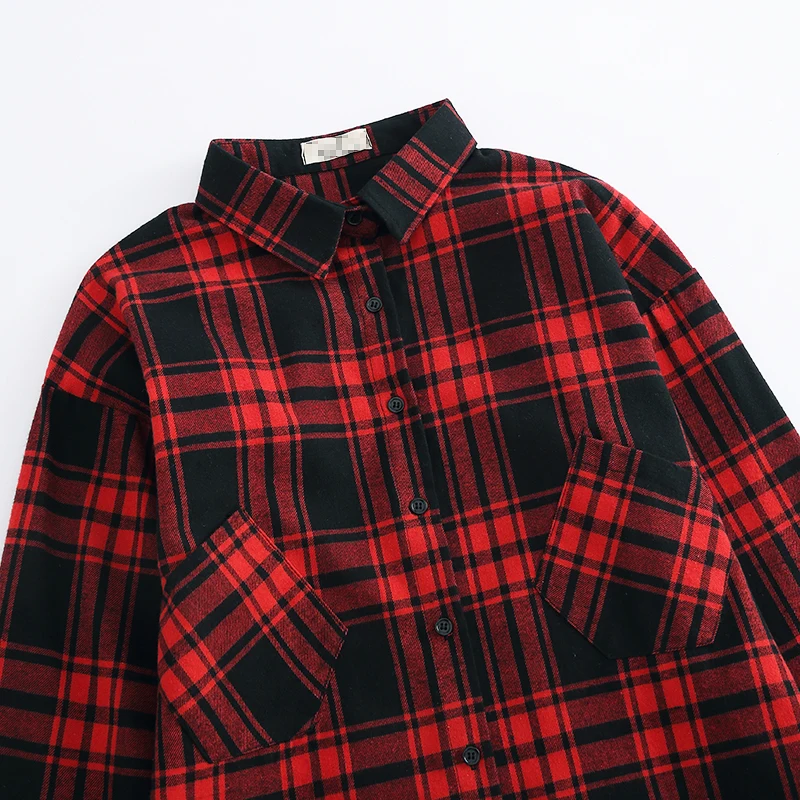 Women Blouse Blusas Tops Plus Size Spring Autumn Pullovers Plaid Button Down Loose Shirt Belt Oversized |