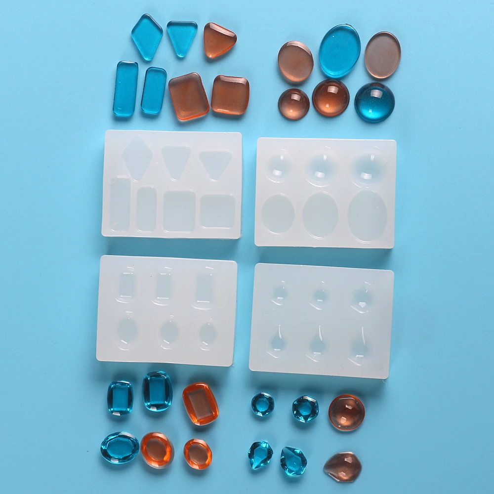 

4PCS Geometric Round Square Oval Silicone Mold Jewelry Resin Craft DIY Mould Tools Decorating for Pendant Necklace Making