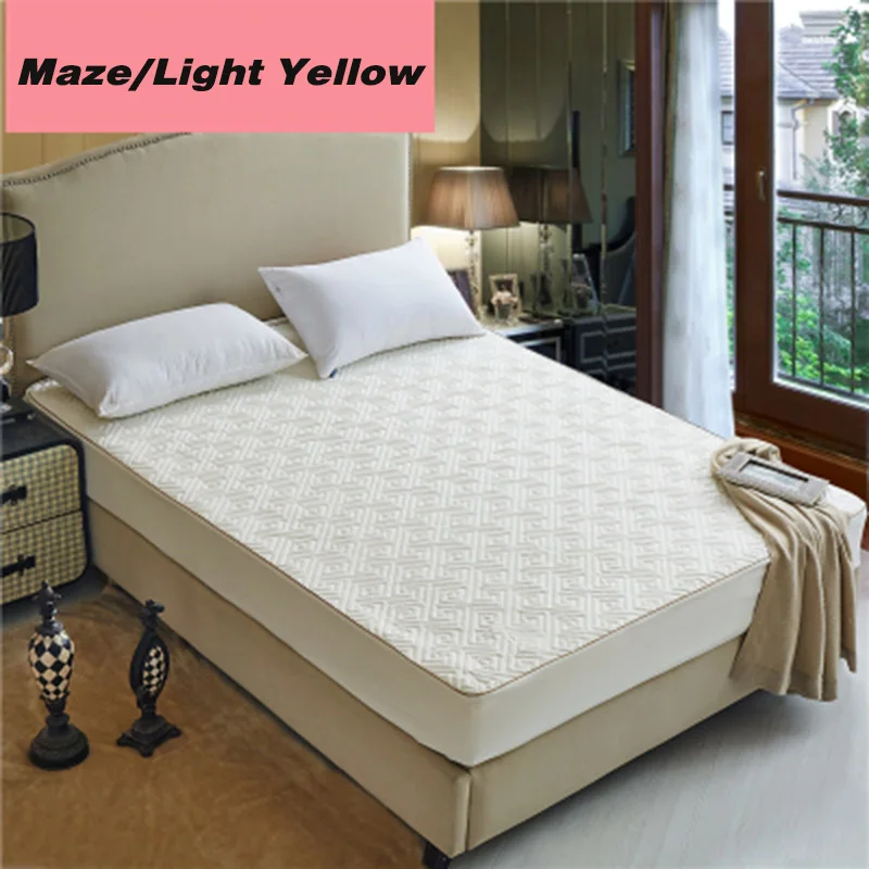 Maze light yellow Хлопок все включено чехол Съемная Молния анти-клещи матрас кровать мягкий стеганый кровать матрас покрытие Нескользящая пыль мягкий коврик - Цвет: Maze light yellow