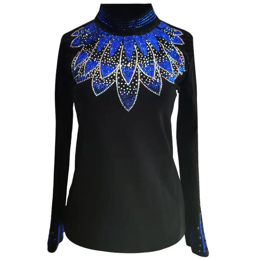 

plus size 3XL 2022 Spring fashion diamond bottoming t-shirt women long-sleeved slim hollow out stand collar tops tees