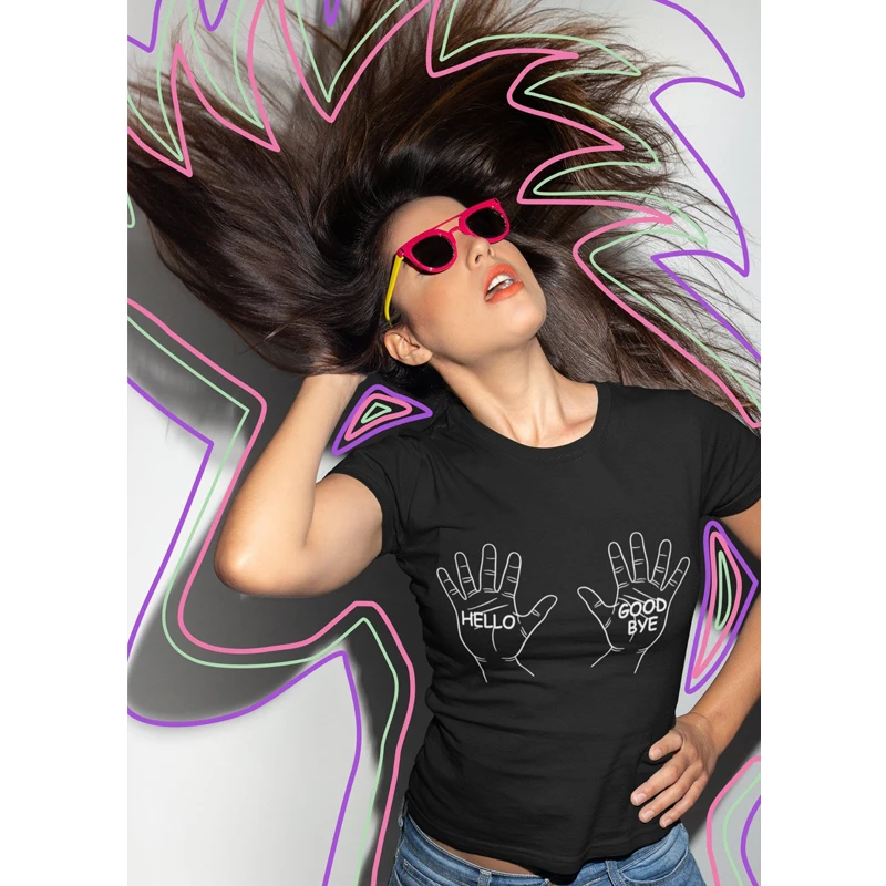 Футболки с надписью Hello Good bye модная смешная футболка графическим принтом и