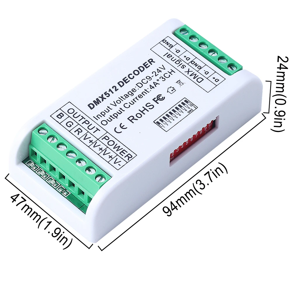 3CH DMX 512 светодиодный декодер контроллер Диммер 12 V-24 V консоли контроллера применение для RGB светодиодный полосы