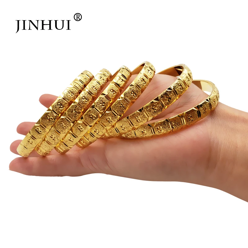 Jin Hui New Fashion lady Luxury Gold Color Jewelry Bangles Ethiopian African Women Dubai Bracelet Party wedding Gifts Can Open