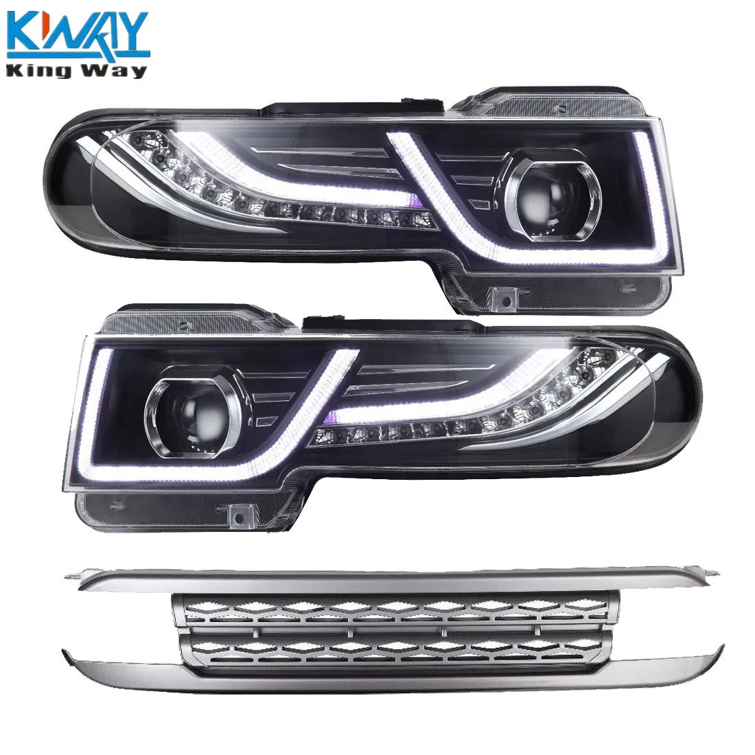 King Way-Halo Projctor Головной фонарь+ решетка для 2007- Toyota FJ Cruiser SET