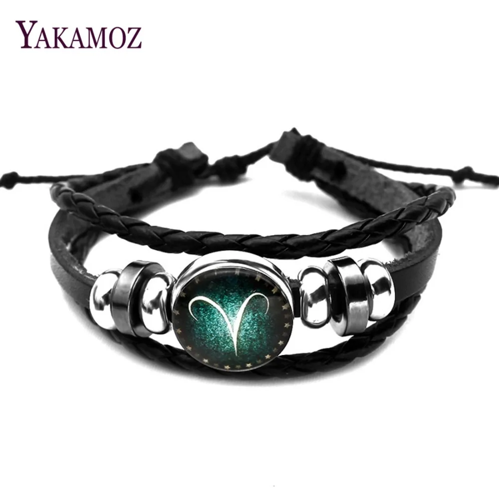 

Europe and America Punk Bracelet Retro Bracelet 13 Constellation Leather Rope Men and Women Personality Fashion Jewelry