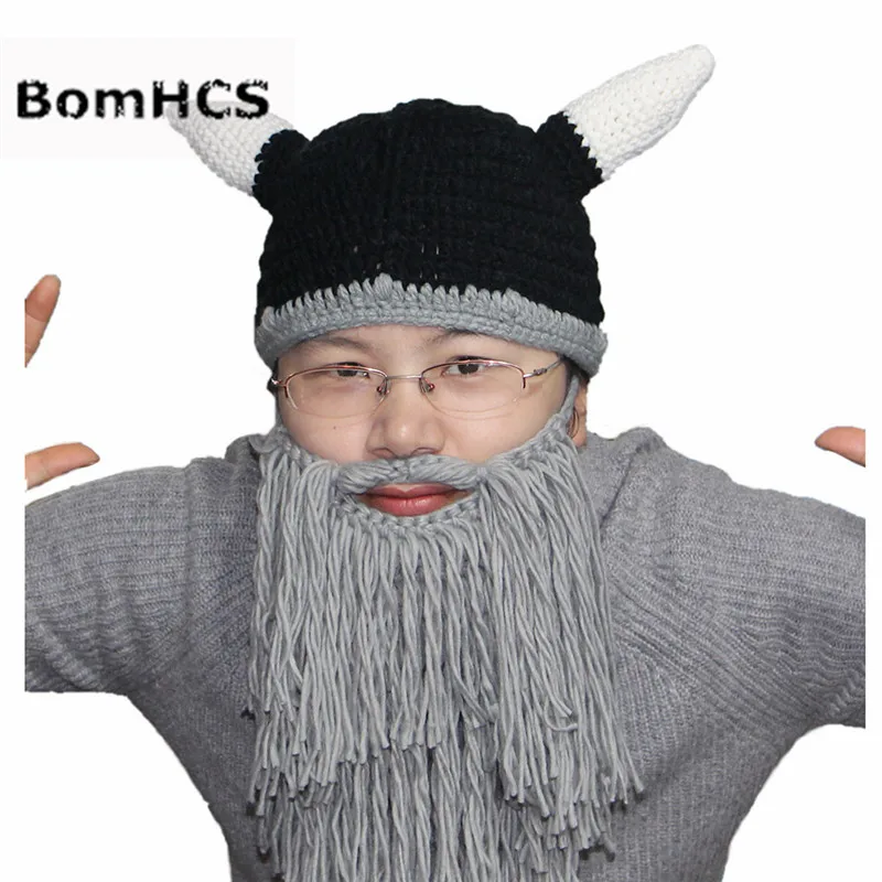 Крутая детская шапка BomHCS 100% забавная вязаная маска для бороды ручной работы