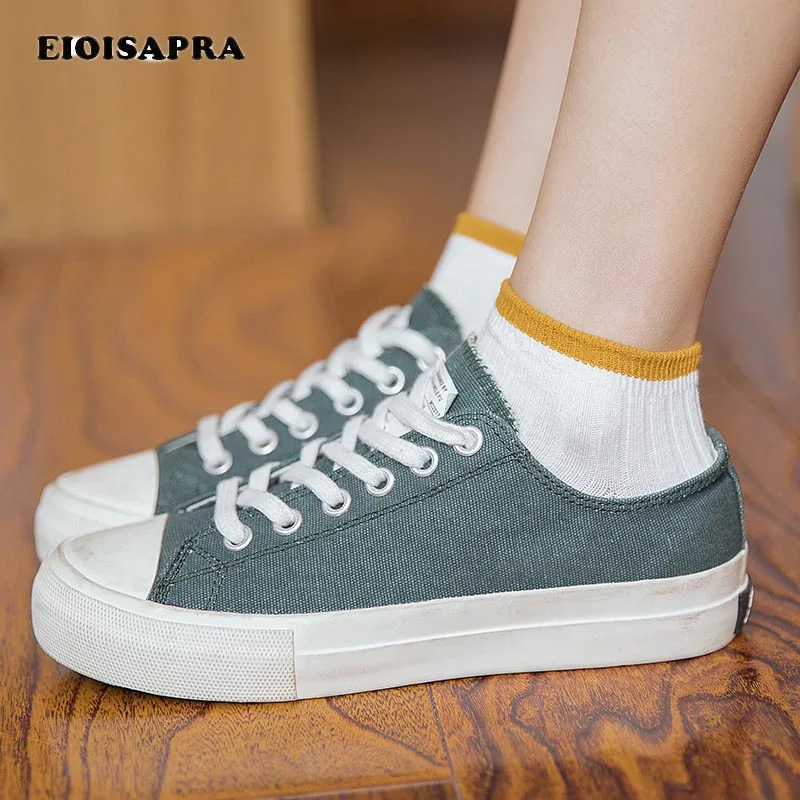 

[EIOISAPRA]Sox Mouth Striped Patchwork Funny Socks Women Smiple Comfort Creative Casual Socks Cotton Breathable Antiskid Meias