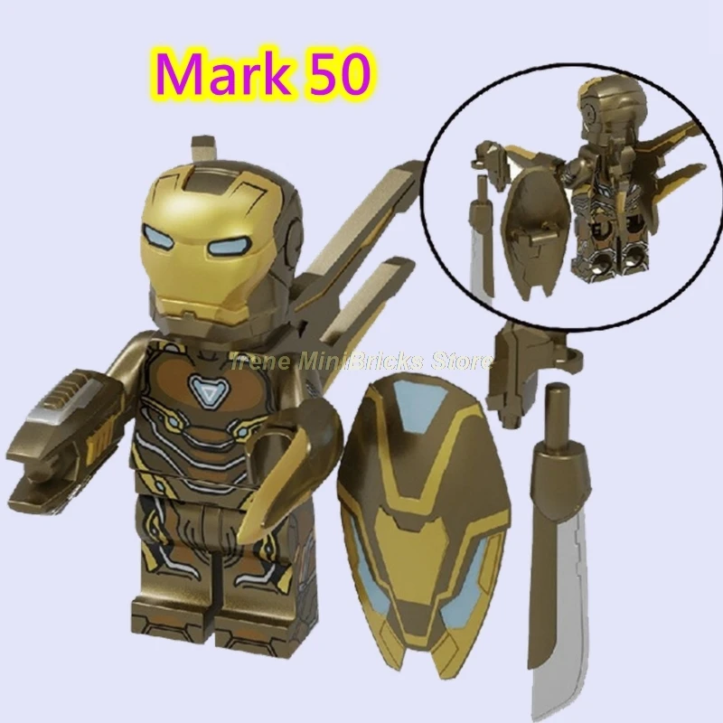 Mark 50 Тони Старк Железный человек Марк 85 эндшпиль Marvel мстители Супер Герои фигурки перец Железный человек строительные блоки кирпичи игрушки для детей - Цвет: Mark 50