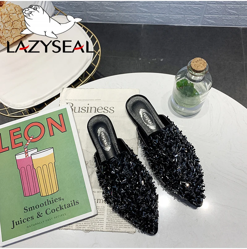 LazySeal/женские тапочки с острым носком; шлепанцы с кристаллами; женские роскошные Тапочки; женские шлепанцы; женская обувь для улицы; женские шлепанцы