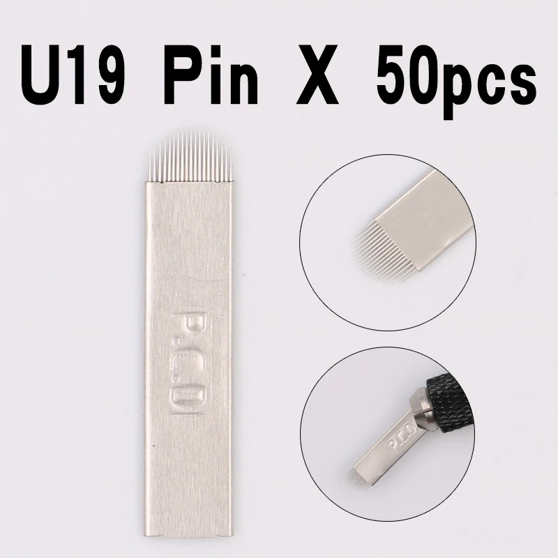 

50 Pcs Pcd 19 Pin U Shape Needle Microblading U Hard Blades Microblading Pencil Eyebrow Tattoo Supplies