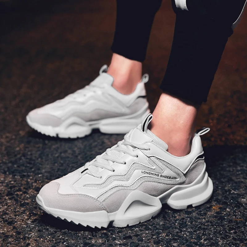 Waterproof PU Leather Men Running Shoes Outdoor Jogging Walking Sneakers Mens Lace Up Athletic Comfortable Free Shipping | Спорт и